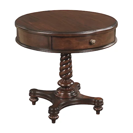 Traditional Round Lamp Table with Barley Twist Pedestal